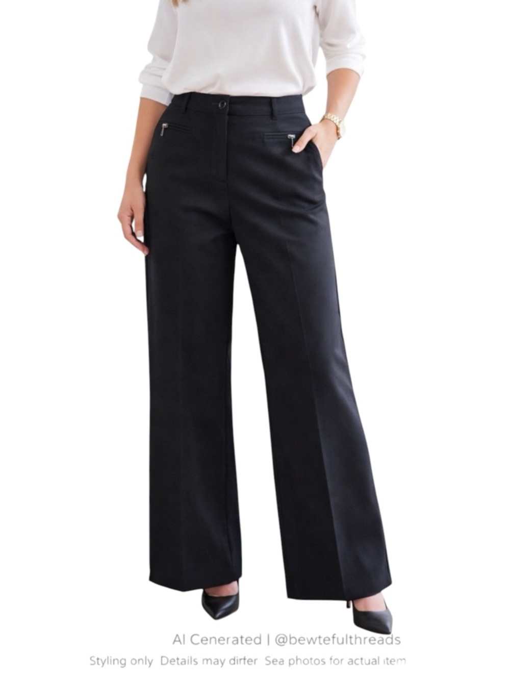 Minimalist Wide Leg Trousers Black High Rise Office Chic EUC 16